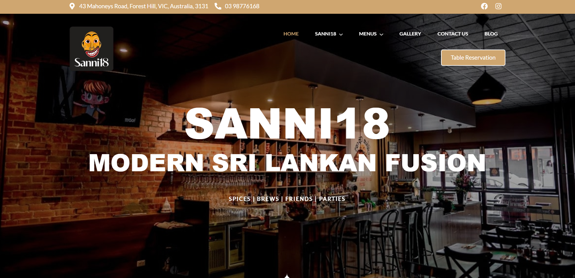 Sanni18 Restaurant Website